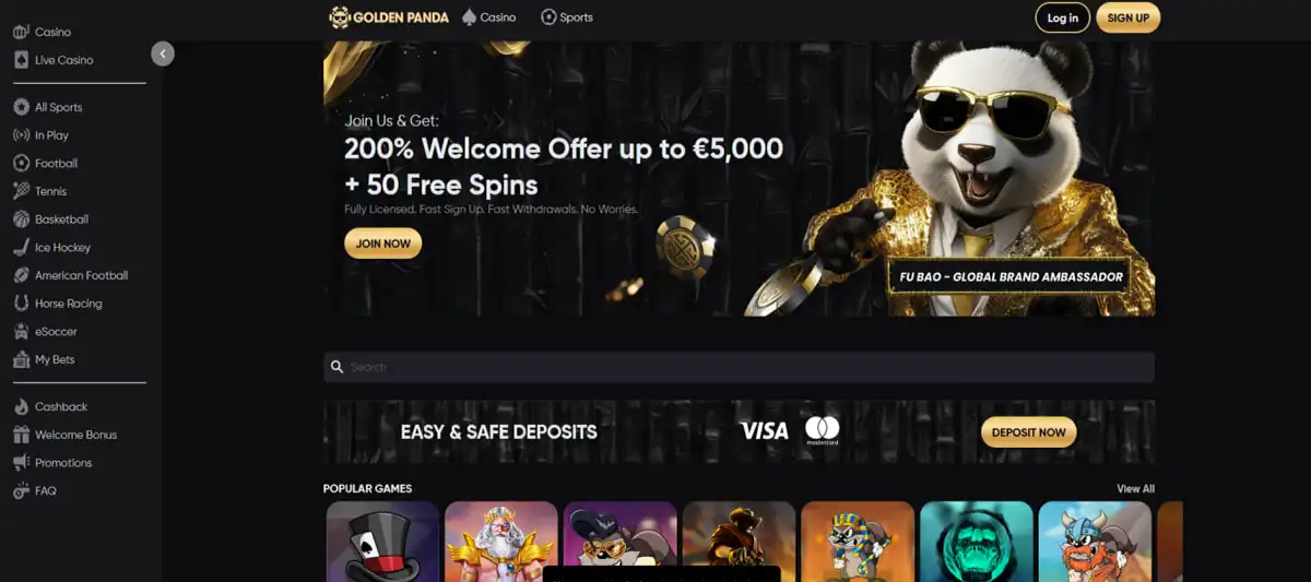 Fortune tiger Golden panda casino slot interface with golden tiger symbol in focus Fortune tiger Golden panda casino slot interface with golden tiger symbol in focus