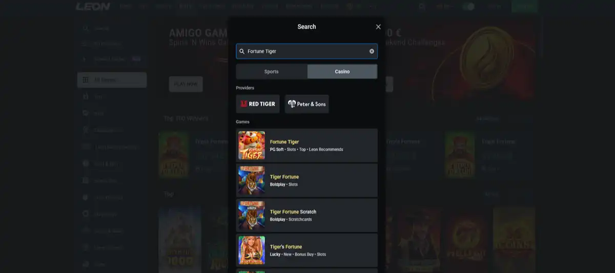 Leon bet Fortune Tiger game in search results Leon bet Fortune Tiger game in search results