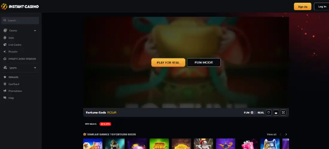 Fortune Gods slot characteristics including paylines and volatility