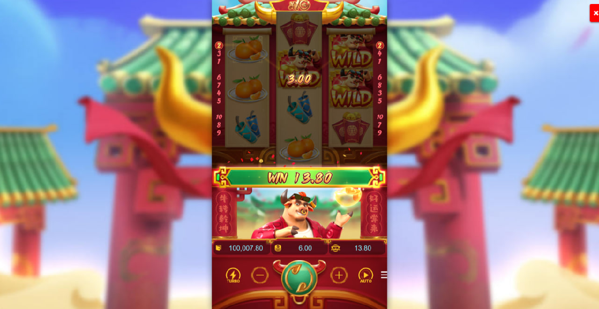 Fortune Ox gameplay interface with wild Ox symbol Fortune Ox gameplay interface with wild Ox symbol